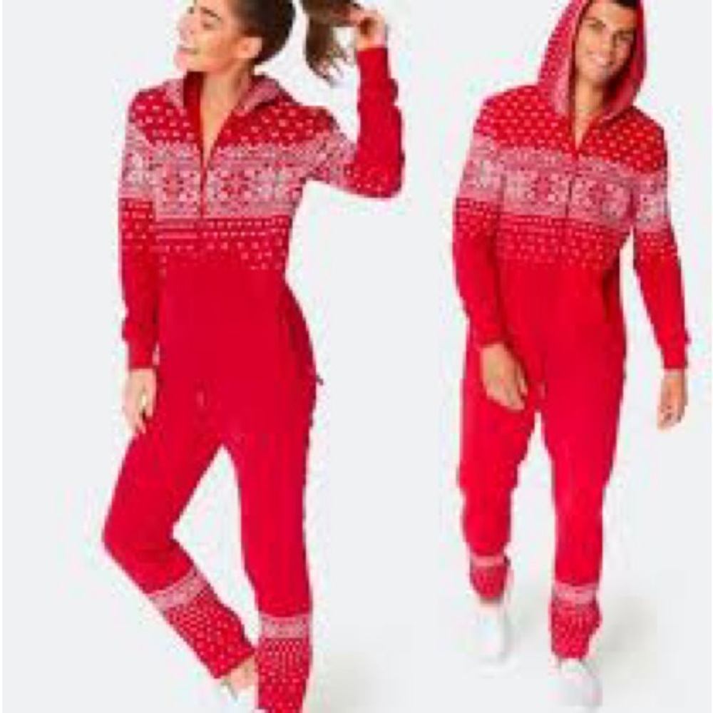 Onepiece Alpine Red and White Hooded Jumpsuit